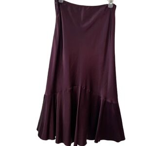 Ralph Lauren 100% Silk Skirt Eggplant/Wine Fully Lined Side Zip Sz 12